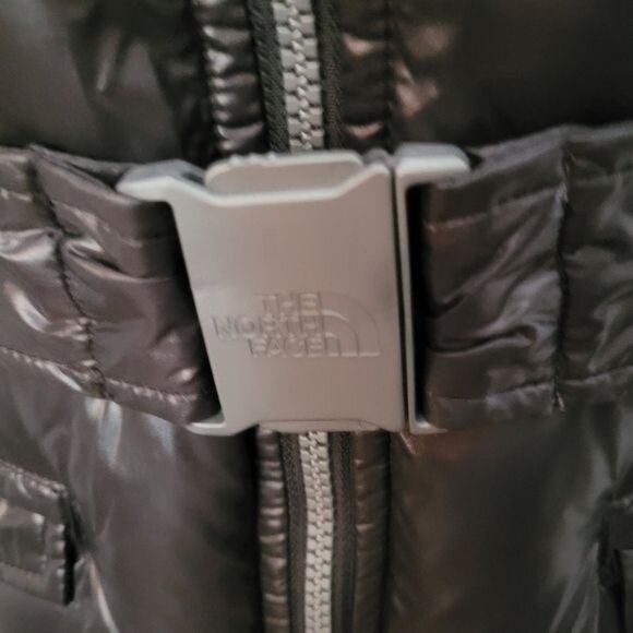 Girls The North Face Puffer Jacket Gray Hood Hoodie Size 14 16 Large 550 - Picture 3 of 12